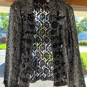Chico size 1 black lace sheer jacket
